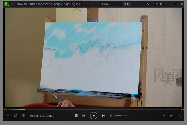 高清丙烯视频教程 大师丙烯风景画技法示范教程