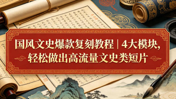 国风文史短视频爆款复刻教程：4大模块系统教学，轻松打造高流量文史类短片