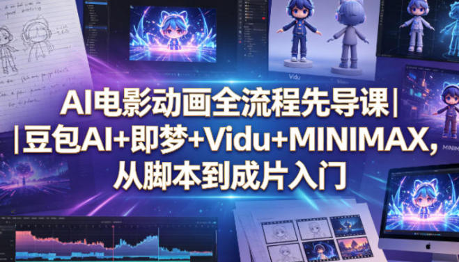 AI电影动画全流程入门课程｜豆包AI+即梦+Vidu+MINIMAX实战教学，从脚本到成片完整制作指南